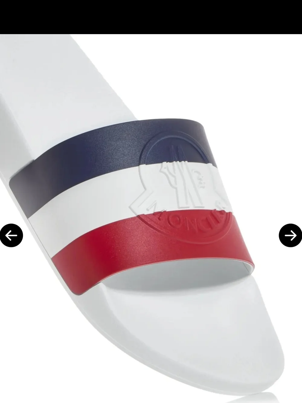 Moncler White Red Navy Slide Sandals